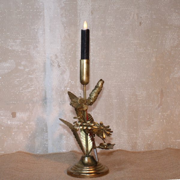 koperen kandelaar met 1 kaars