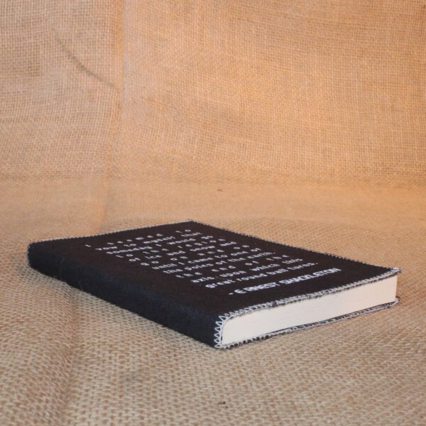 Handgemaakt donkergrijs canvas notitieboek met tekst van Ernest Shackleton