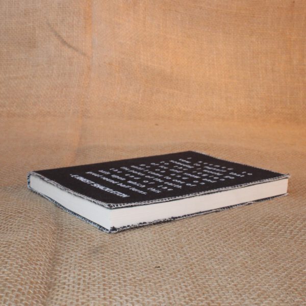 Handgemaakt donkergrijs canvas notitieboek met tekst van Ernest Shackleton