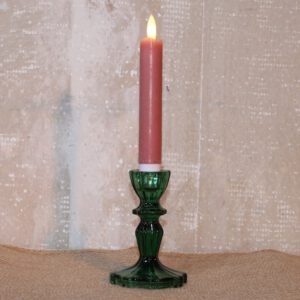 Glazen lichtgroene bewerkte kandelaar
