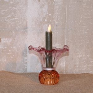 Glazen kaarsen/waxinelicht houder in bloemvorm roze/oranje