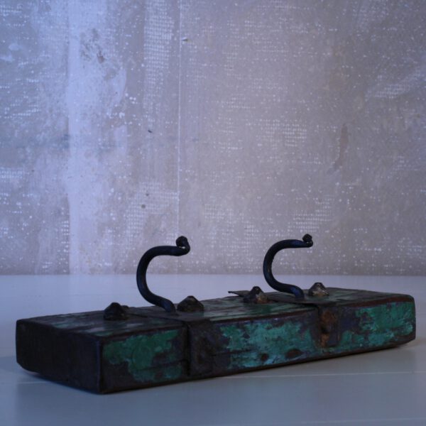 Kapstok van gerecycled teakhout groen uit India M