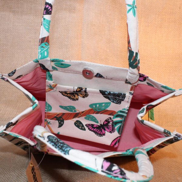 Duurzame tas met kleurrijke vlinderopdruk