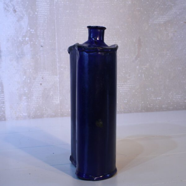 Blauwe metalen vintage veldfles 1