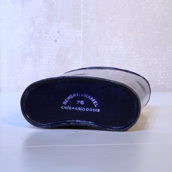 Blauwe metalen vintage veldfles 2