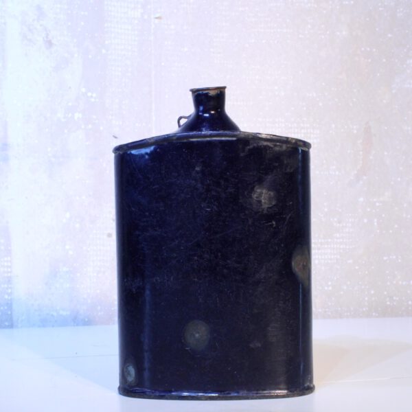 Blauwe metalen vintage veldfles 2