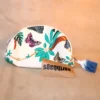 toilettas gekleurde vlinderopdruk wit met rits en kwastje bohemian franse brocante
