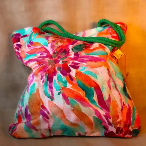 Shopper tas in vrolijke aquarel tinten