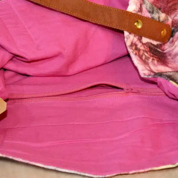 Shopper tas roze met bloemen in vintage look