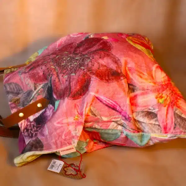 Shopper tas roze met bloemen in vintage look