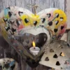 hart met lichtje Bohemian metalen kleurrijk windlicht in de vorm van een hart genaamd Picasso