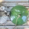Franse brocante groen emaille schotellampen