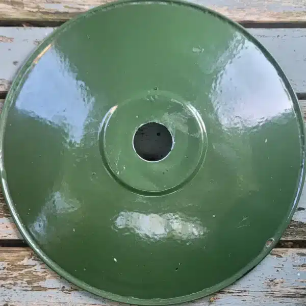 Franse brocante groen emaille schotellampen